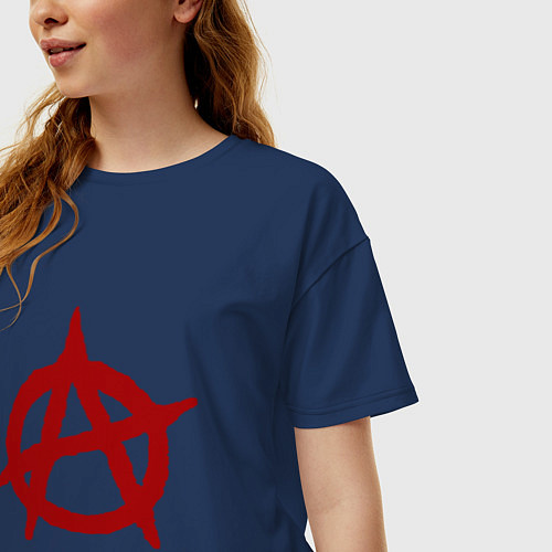 Женская футболка оверсайз Анархия / Тёмно-синий – фото 3