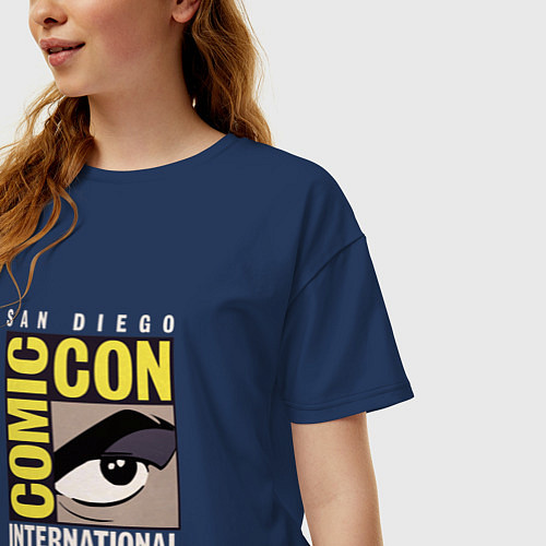Женская футболка оверсайз Comic Con / Тёмно-синий – фото 3