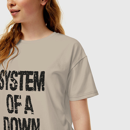 Женская футболка оверсайз System of a down / Миндальный – фото 3