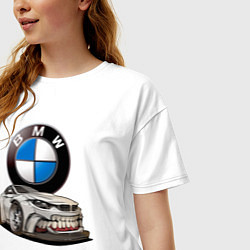 Футболка оверсайз женская BMW оскал, цвет: белый — фото 2