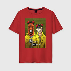 Футболка оверсайз женская BoJack Horseman, цвет: красный