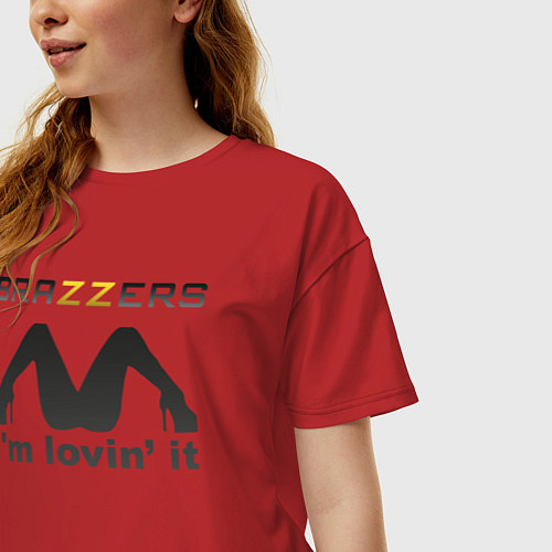 Женская футболка оверсайз Brazzers i'm lovin' it / Красный – фото 3
