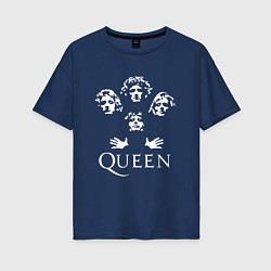 Футболка оверсайз женская QUEEN НА СПИНЕ, цвет: тёмно-синий