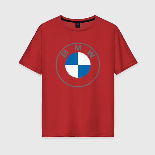 Женская футболка оверсайз BMW LOGO 2020 / Красный – фото 1