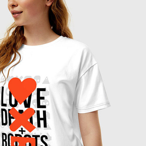 Женская футболка оверсайз LOVE DEATH ROBOTS LDR / Белый – фото 3