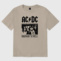 Футболка оверсайз женская ACDC highway to hell, цвет: миндальный