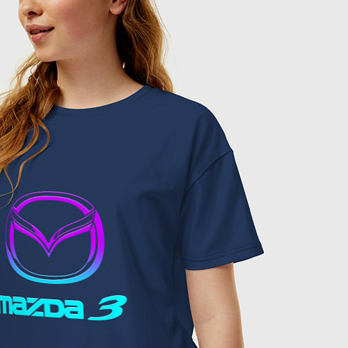 Женская футболка оверсайз MAZDA / Тёмно-синий – фото 3