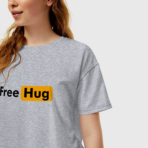 Женская футболка оверсайз FREE HUG / Меланж – фото 3