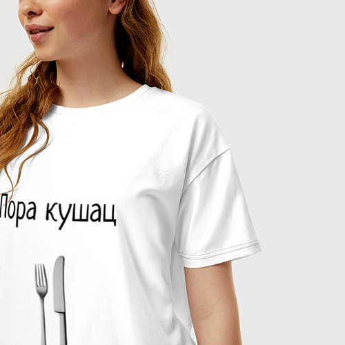 Женская футболка оверсайз Кушац / Белый – фото 3