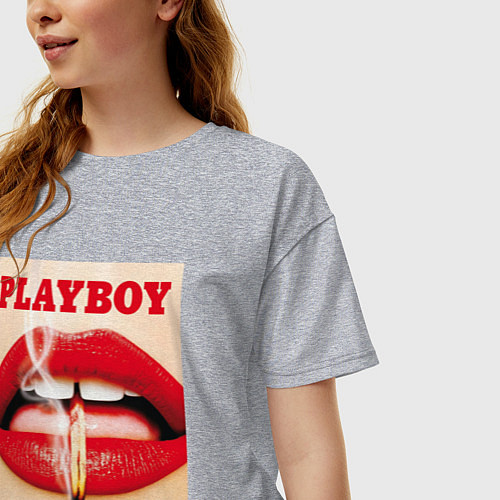 Женская футболка оверсайз PLAYBOY / Меланж – фото 3