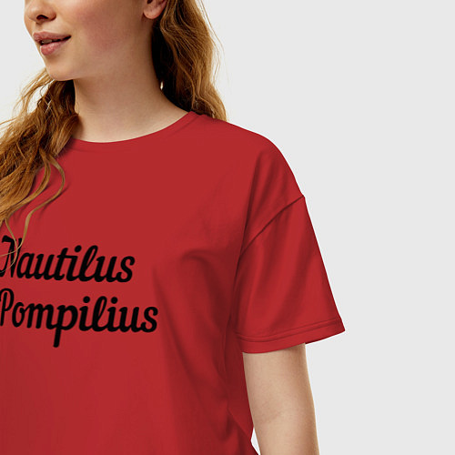 Женская футболка оверсайз Наутилус Помпилиус Лого / Красный – фото 3