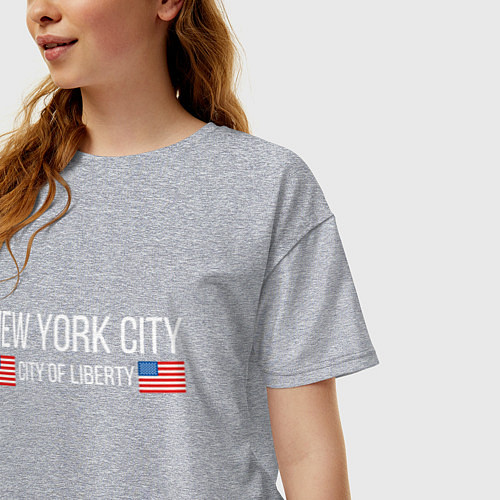 Женская футболка оверсайз NEW YORK / Меланж – фото 3