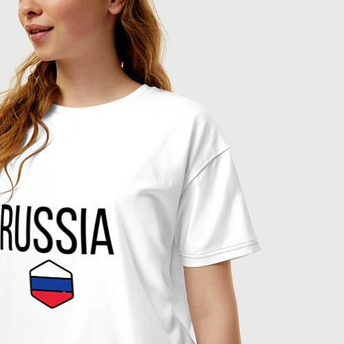 Женская футболка оверсайз Россия / Белый – фото 3