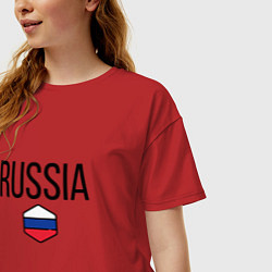 Футболка оверсайз женская Россия, цвет: красный — фото 2