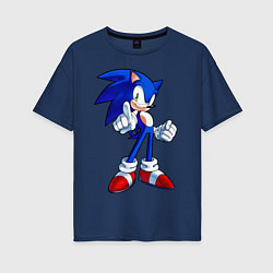 Футболка оверсайз женская SONIC, цвет: тёмно-синий