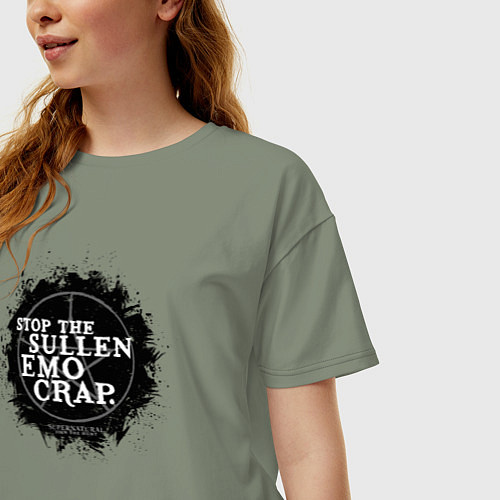 Женская футболка оверсайз Stop The Sullen Emo Crap / Авокадо – фото 3