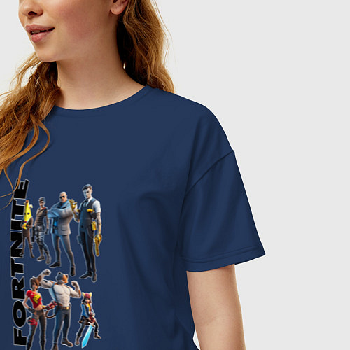 Женская футболка оверсайз Fortnite / Тёмно-синий – фото 3