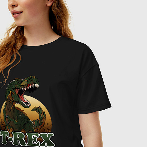 Женская футболка оверсайз T-Rex / Черный – фото 3