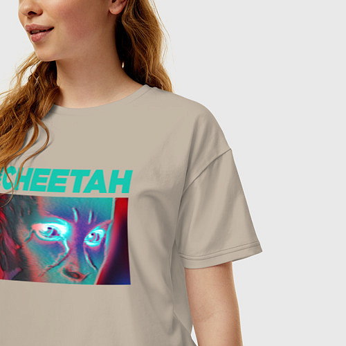 Женская футболка оверсайз The Cheetah / Миндальный – фото 3