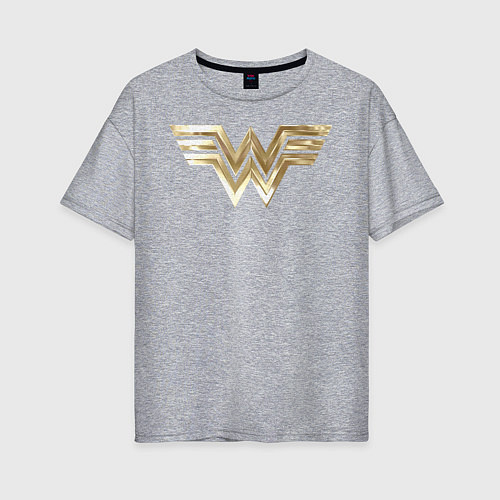 Женская футболка оверсайз Wonder Woman logo / Меланж – фото 1