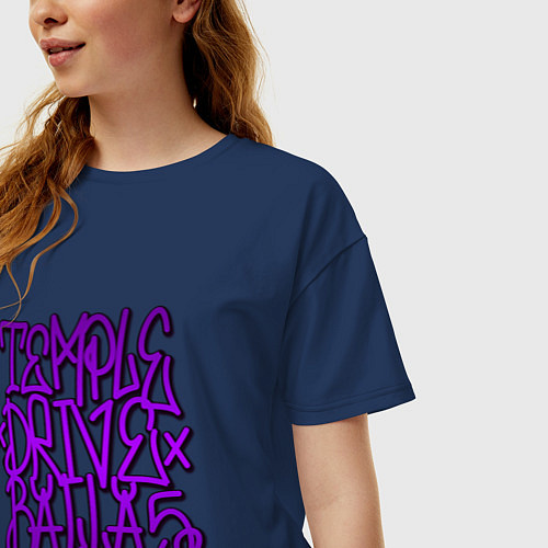 Женская футболка оверсайз GTA Tag BALLAS / Тёмно-синий – фото 3
