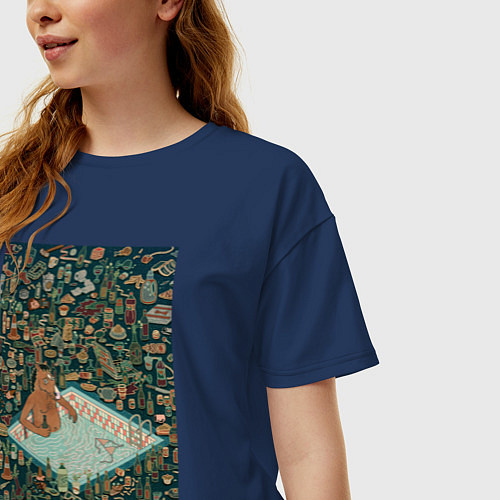 Женская футболка оверсайз BoJack Horseman / Тёмно-синий – фото 3