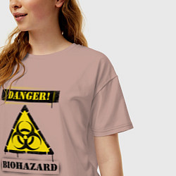 Футболка оверсайз женская Biohazard, цвет: пыльно-розовый — фото 2