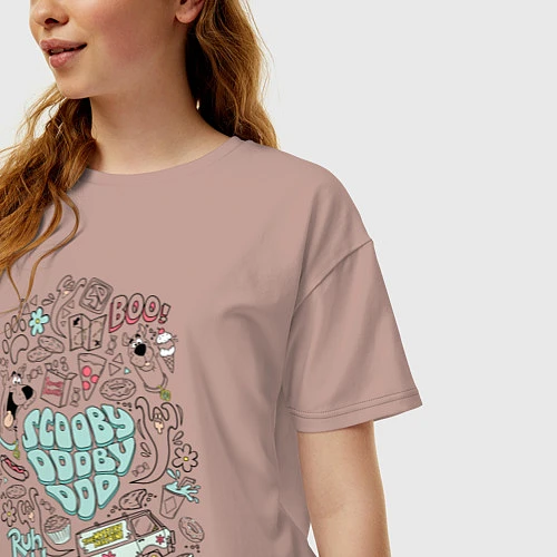 Женская футболка оверсайз Scooby-Dooby-Doo / Пыльно-розовый – фото 3
