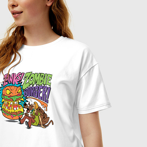 Женская футболка оверсайз Zombie Burger ! / Белый – фото 3