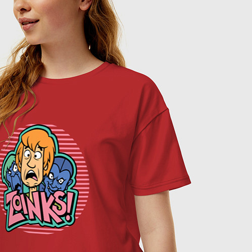 Женская футболка оверсайз Zoinks ! / Красный – фото 3