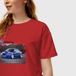 Футболка оверсайз женская SUBARU, цвет: красный — фото 2