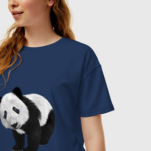 Женская футболка оверсайз Панда / Тёмно-синий – фото 3