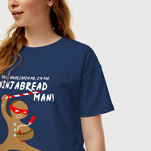 Женская футболка оверсайз Пряничный ниндзя / Тёмно-синий – фото 3