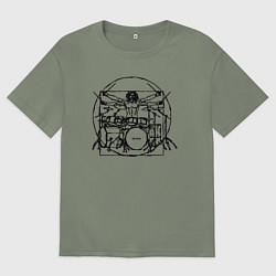Футболка оверсайз женская Витрувианский барабанщик, цвет: авокадо