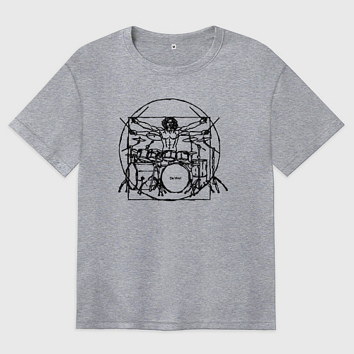 Женская футболка оверсайз Витрувианский барабанщик / Меланж – фото 1