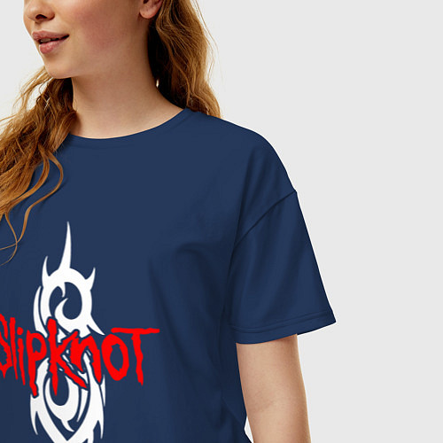 Женская футболка оверсайз SLIPKNOT / Тёмно-синий – фото 3