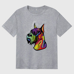 Футболка оверсайз женская Берегись шнауцеров!, цвет: меланж