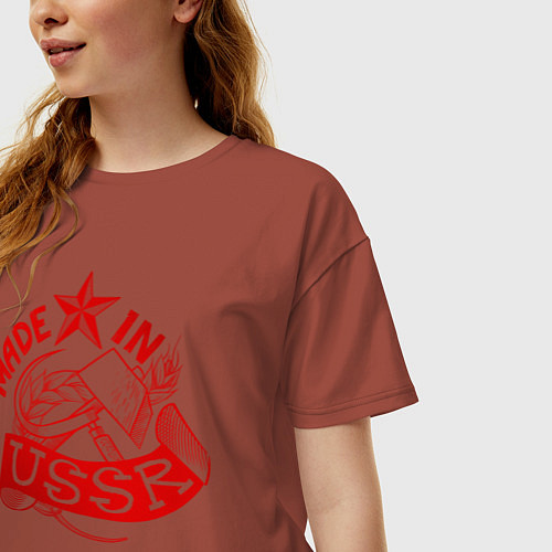 Женская футболка оверсайз Atomic Heart: Made in USSR / Кирпичный – фото 3