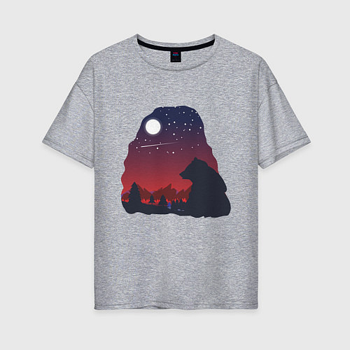 Женская футболка оверсайз Медведь / Меланж – фото 1