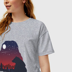 Футболка оверсайз женская Медведь, цвет: меланж — фото 2