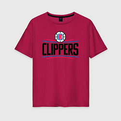 Футболка оверсайз женская Los Angeles Clippers 1, цвет: маджента