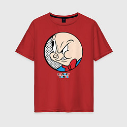 Футболка оверсайз женская Porky Pig, цвет: красный