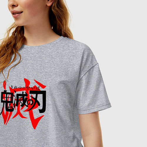 Женская футболка оверсайз KIMETSU NO YAIBA / Меланж – фото 3