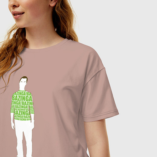 Женская футболка оверсайз Sheldon Cooper / Пыльно-розовый – фото 3