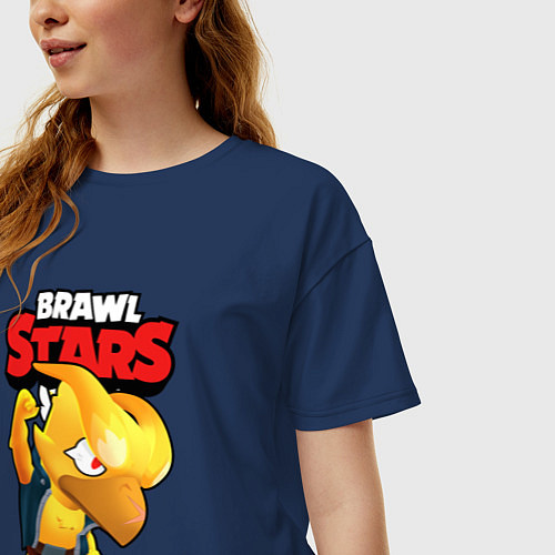 Женская футболка оверсайз BRAWL STARS CROW PHOENIX / Тёмно-синий – фото 3