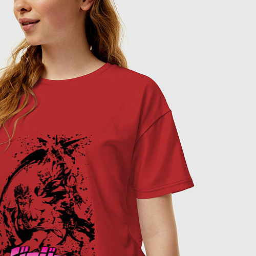 Женская футболка оверсайз JOJOS BIZARRE ADVENTURE / Красный – фото 3