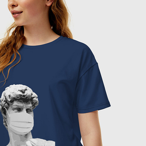 Женская футболка оверсайз Скульптура карантина / Тёмно-синий – фото 3