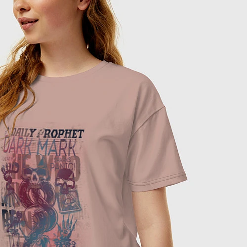 Женская футболка оверсайз Гарри Поттер / Пыльно-розовый – фото 3