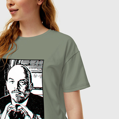 Женская футболка оверсайз Ленин Oko / Авокадо – фото 3
