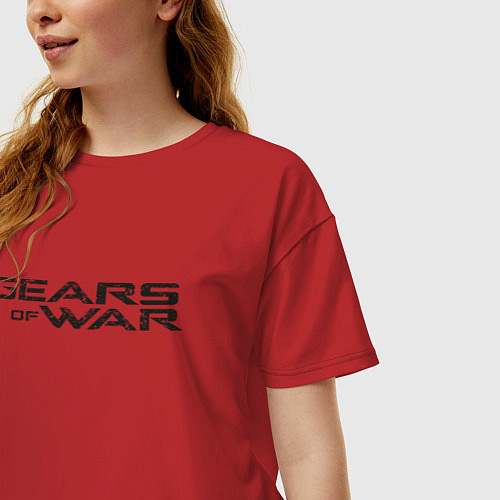 Женская футболка оверсайз Gears / Красный – фото 3